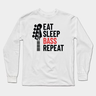 Eat Sleep Bass Repeat Bass Guitar Headstock Light Theme Long Sleeve T-Shirt